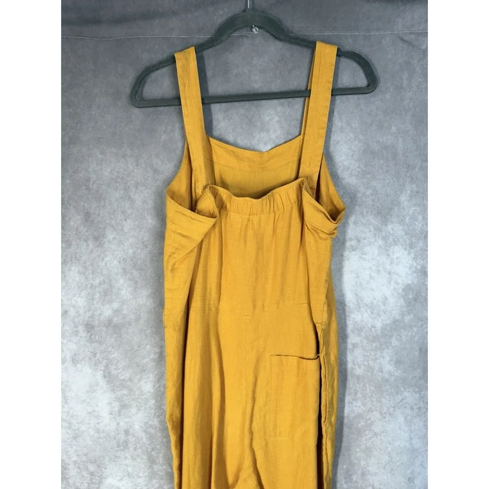 Everlane The Linen Square-Neck Jumpsuit In Goldenrod Yellow Women's Sz 10